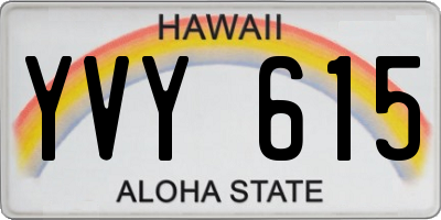 HI license plate YVY615