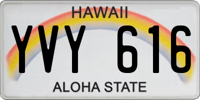 HI license plate YVY616