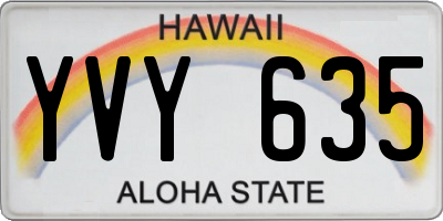 HI license plate YVY635