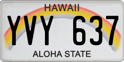 HI license plate YVY637