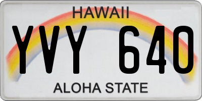 HI license plate YVY640