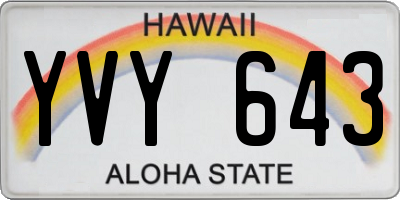 HI license plate YVY643