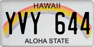 HI license plate YVY644