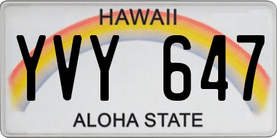 HI license plate YVY647