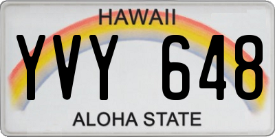 HI license plate YVY648