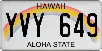 HI license plate YVY649