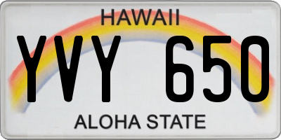 HI license plate YVY650