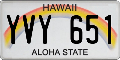 HI license plate YVY651