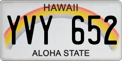 HI license plate YVY652