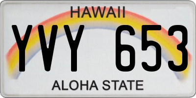 HI license plate YVY653
