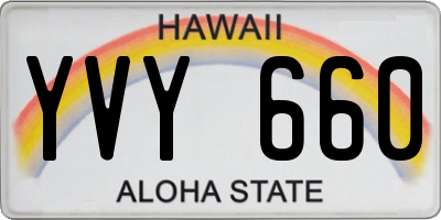 HI license plate YVY660