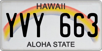 HI license plate YVY663