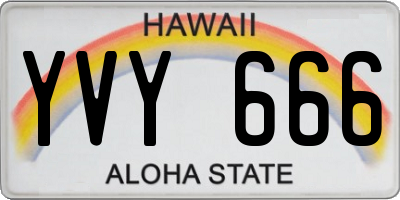 HI license plate YVY666
