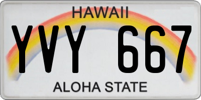 HI license plate YVY667
