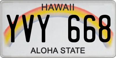 HI license plate YVY668