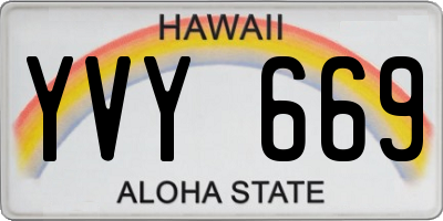 HI license plate YVY669