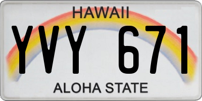 HI license plate YVY671