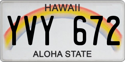 HI license plate YVY672