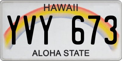 HI license plate YVY673