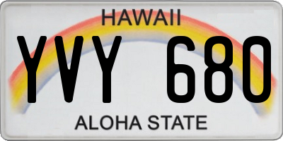 HI license plate YVY680