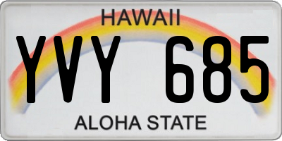 HI license plate YVY685
