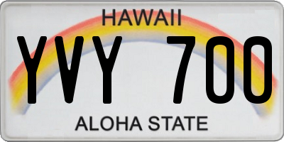 HI license plate YVY700