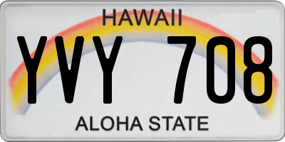HI license plate YVY708