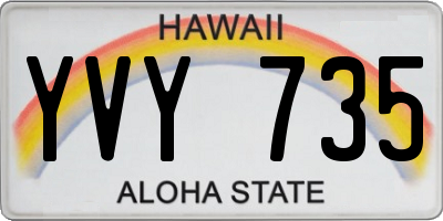 HI license plate YVY735