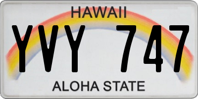 HI license plate YVY747