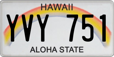 HI license plate YVY751