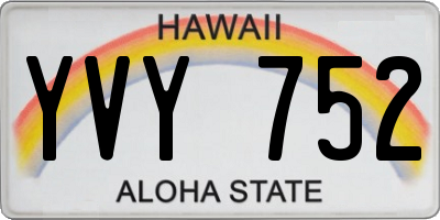 HI license plate YVY752