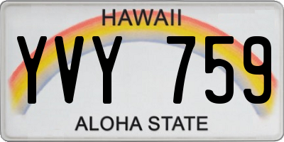 HI license plate YVY759