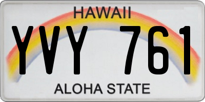 HI license plate YVY761