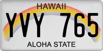 HI license plate YVY765