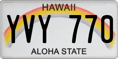 HI license plate YVY770