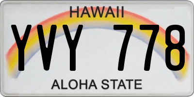 HI license plate YVY778