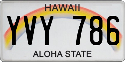 HI license plate YVY786