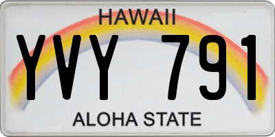 HI license plate YVY791