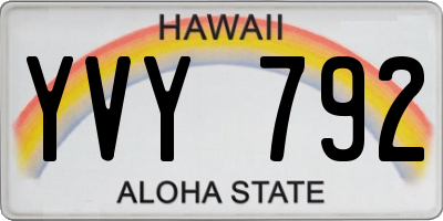HI license plate YVY792
