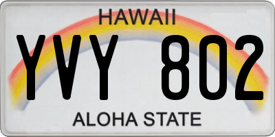 HI license plate YVY802
