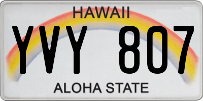 HI license plate YVY807
