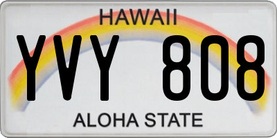HI license plate YVY808