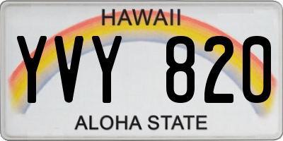 HI license plate YVY820