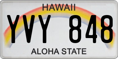 HI license plate YVY848