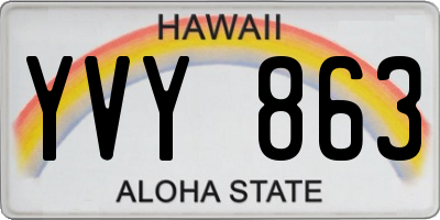HI license plate YVY863