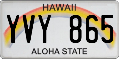 HI license plate YVY865