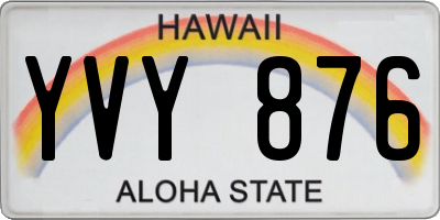 HI license plate YVY876