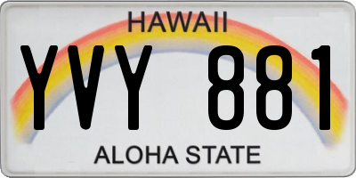 HI license plate YVY881
