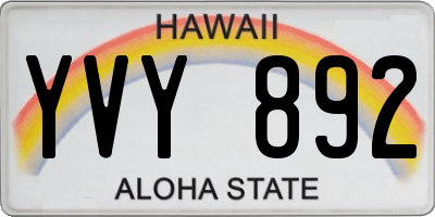 HI license plate YVY892