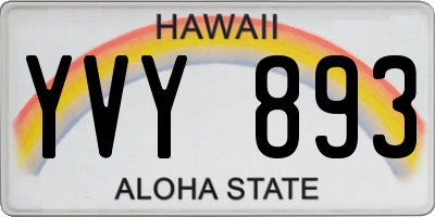 HI license plate YVY893